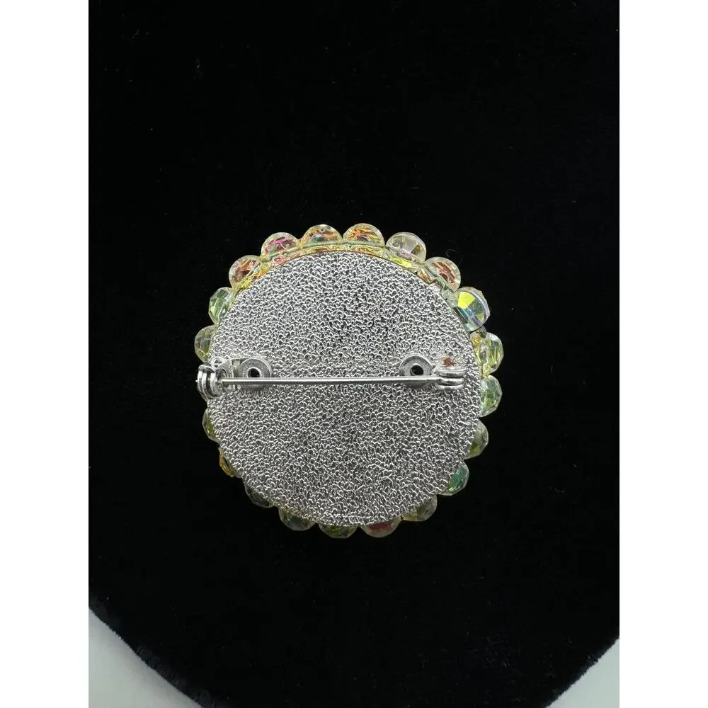 Vintage Aurora Borealis Crystal Brooch Pin